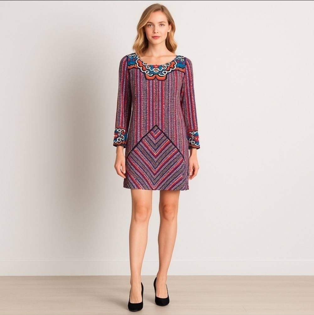 Melis Kozan ISLE Multicolor Geometric Tunic Dress XL Boho Artsy